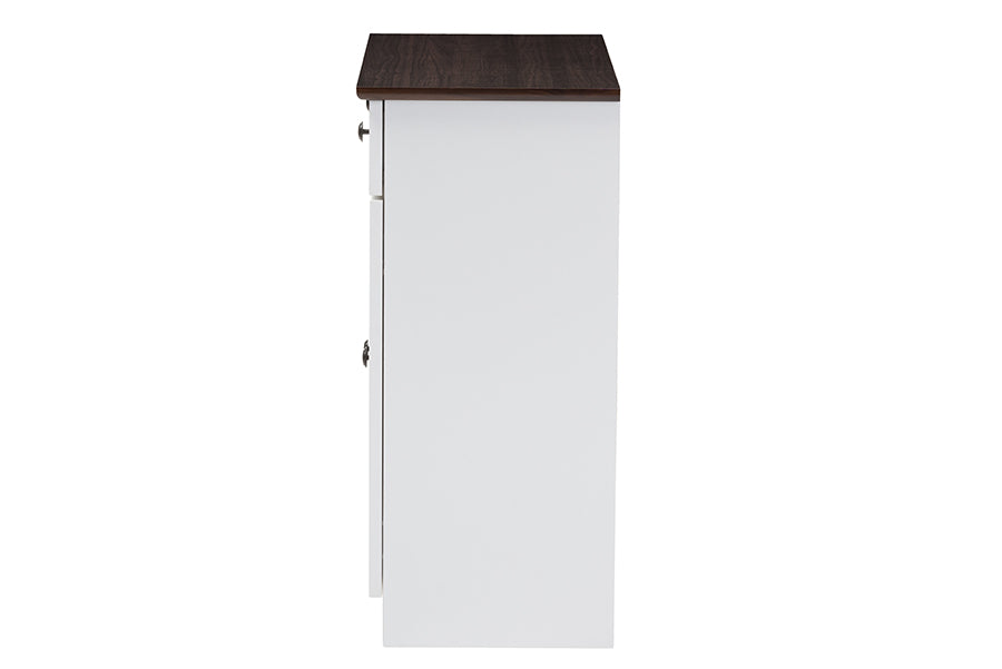 Contemporary Kitchen Buffet Storage Cabinet in White & Wenge