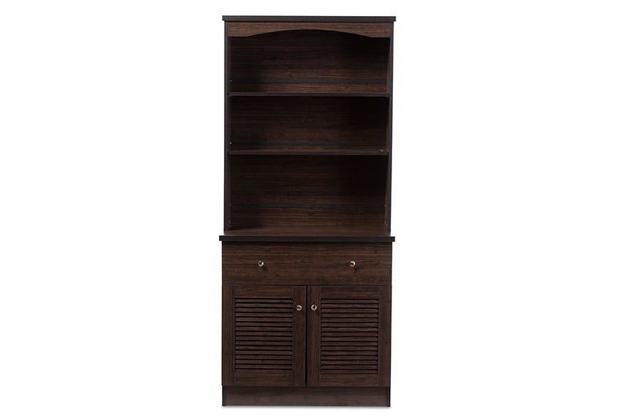 Chic Kitchen Buffet & Hutch Storage Cabinet in Dark Brown - The Furniture Space.