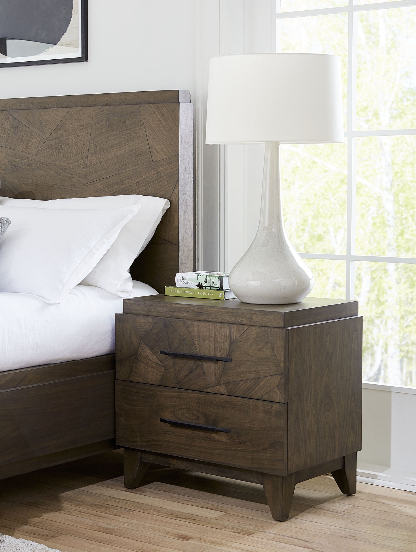 Modus Broderick Two-Drawer Nightstand in Wild Oats Brown