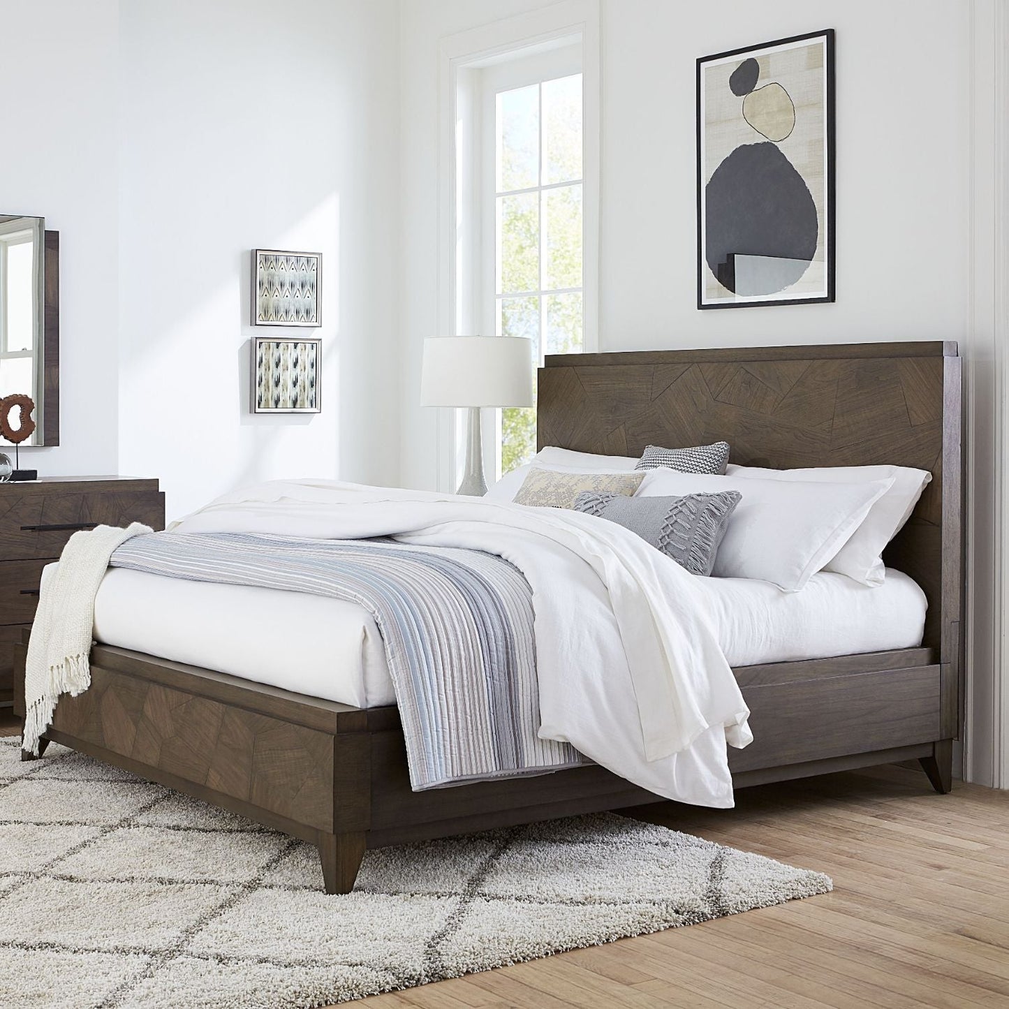 Modus Broderick Cal King Panel Bed in Wild Oats Brown