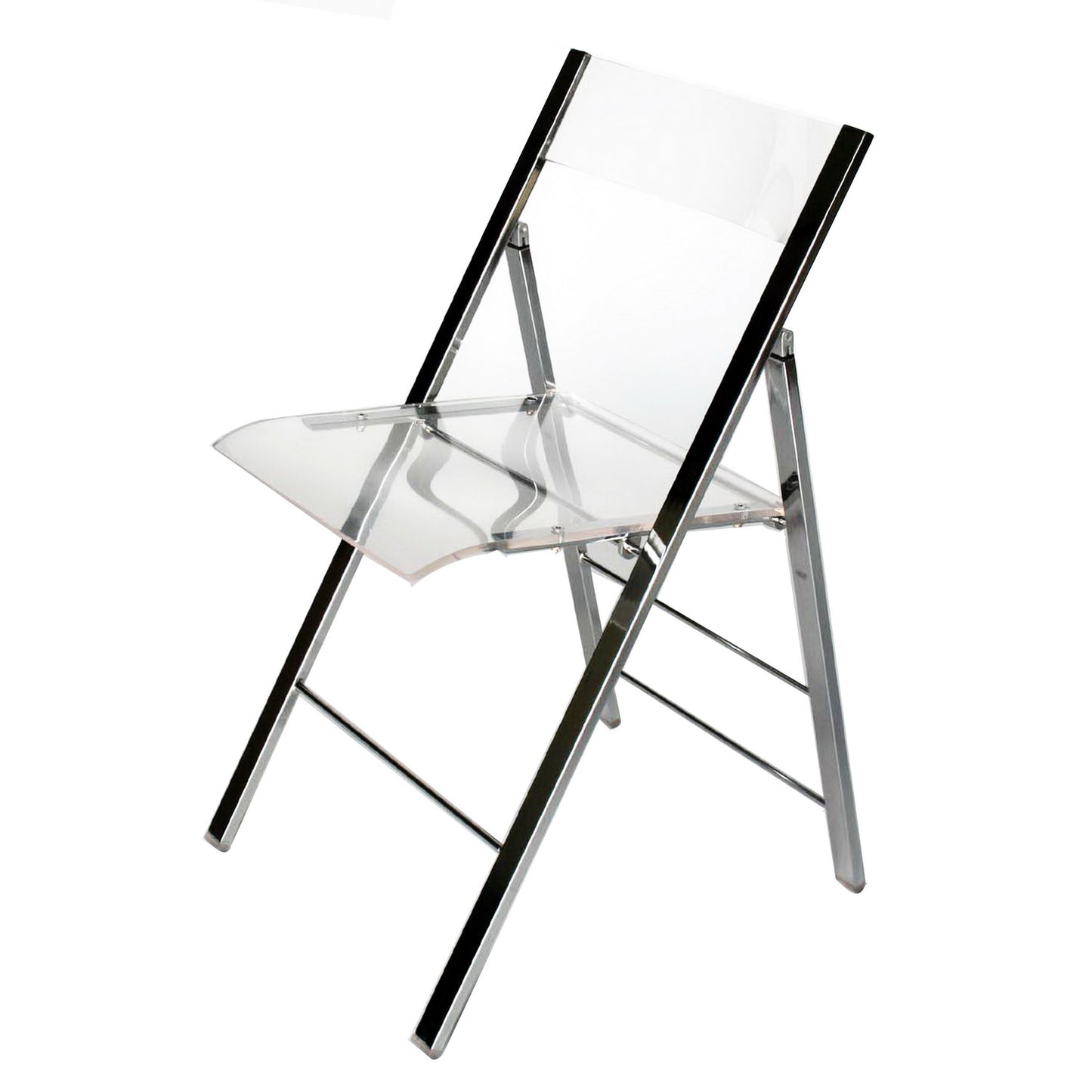 Modern 2 Steel Foldable Dining Chairs in Clear Acrylic