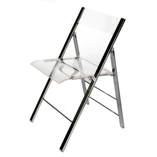 Modern 2 Steel Foldable Dining Chairs in Clear Acrylic