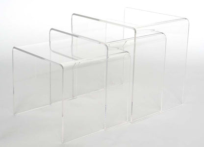 Mid-Century 3 Piece Display Nesting Table in Clear Acrylic