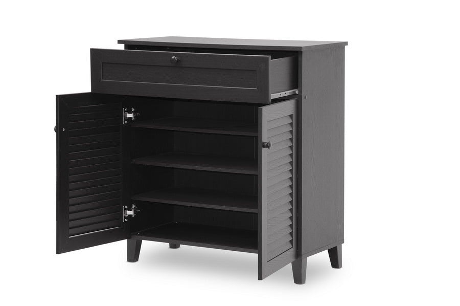 Contemporary Storage Shoe Cabinet in Dark Brown bxi5305-105