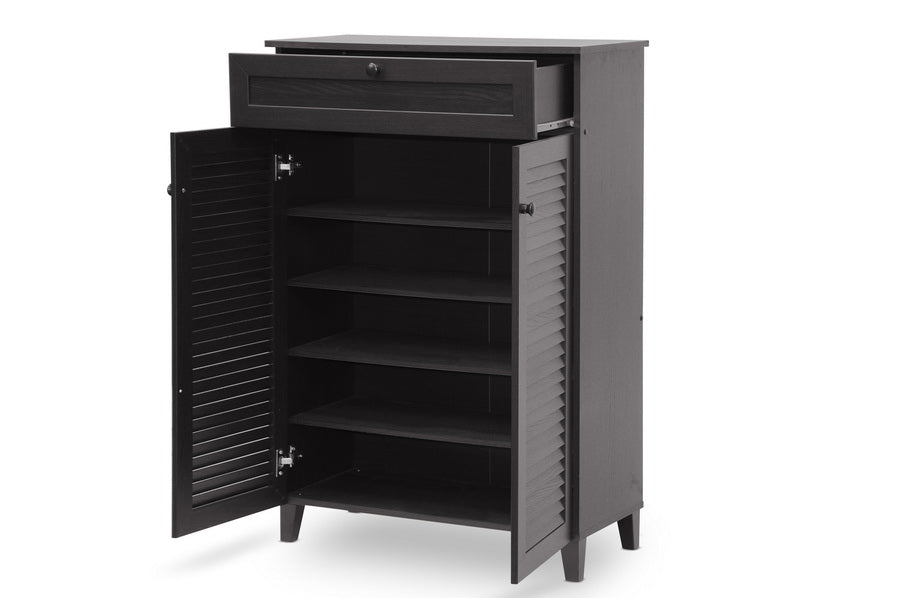 Contemporary Storage Shoe Cabinet in Dark Brown bxi5306-105