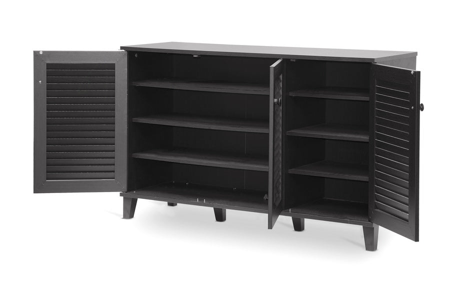 Contemporary Storage Shoe Cabinet in Dark Brown bxi5307-105