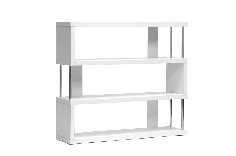 Modern 3 Tier Bookshelf in White