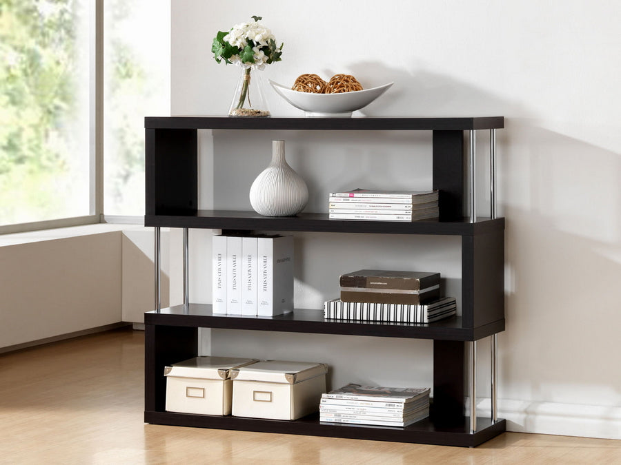 Modern 3 Tier Bookshelf in Dark Brown