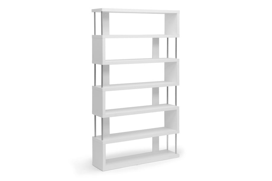 Modern 6 Tier Bookshelf in White
