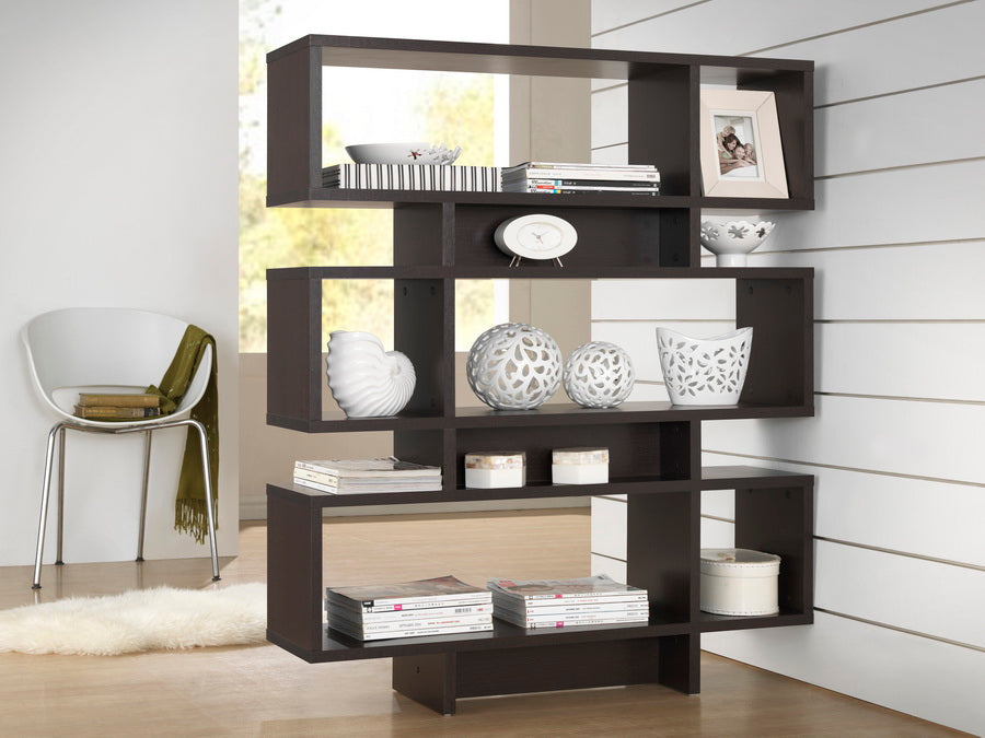 Modern 6 Shelf Bookshelf in Dark Brown