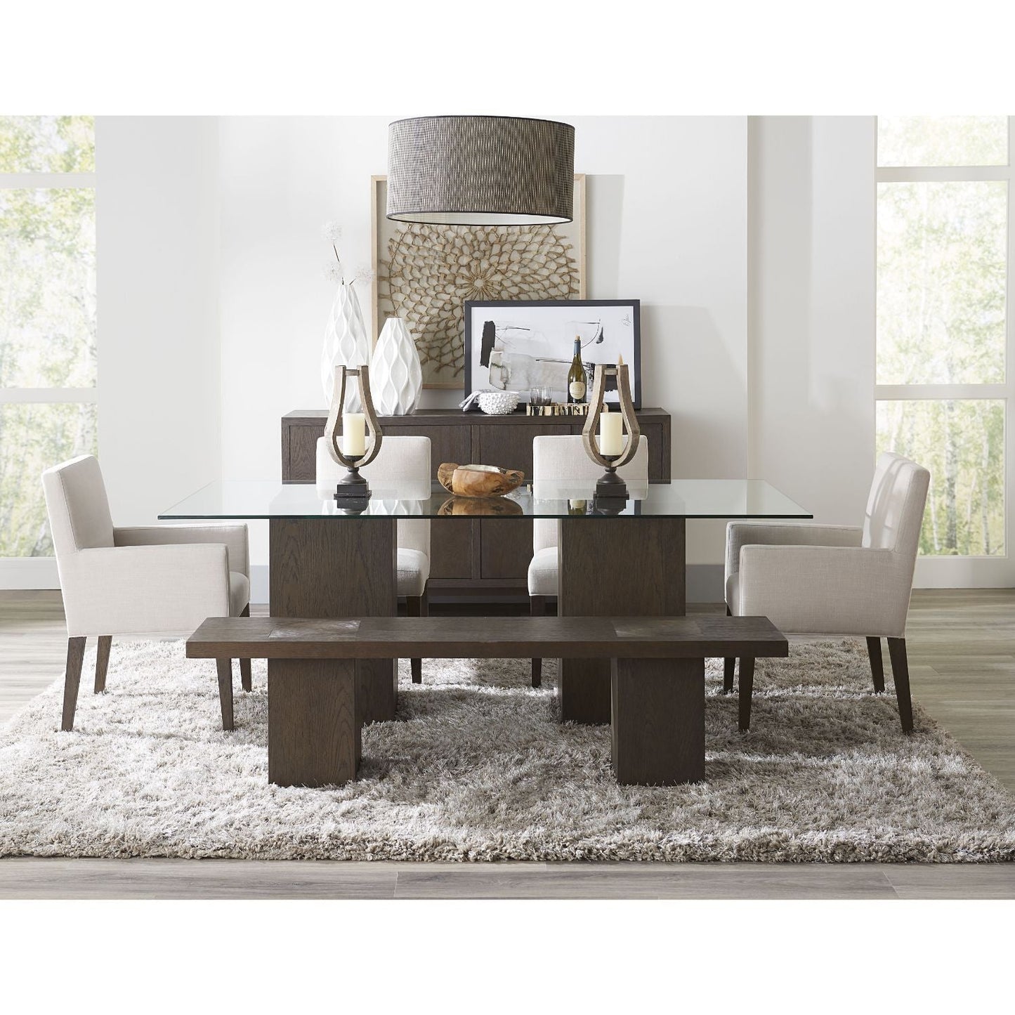 Modus Modesto 4 PC Rectangular Glass Dining Set in French Roast