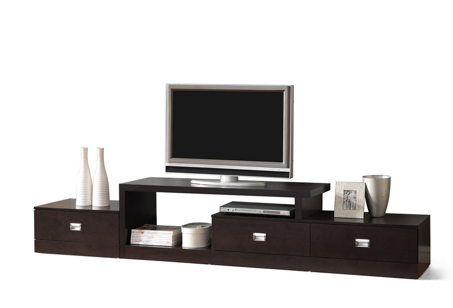 Asymmetrical TV Stand in Dark Brown - The Furniture Space.