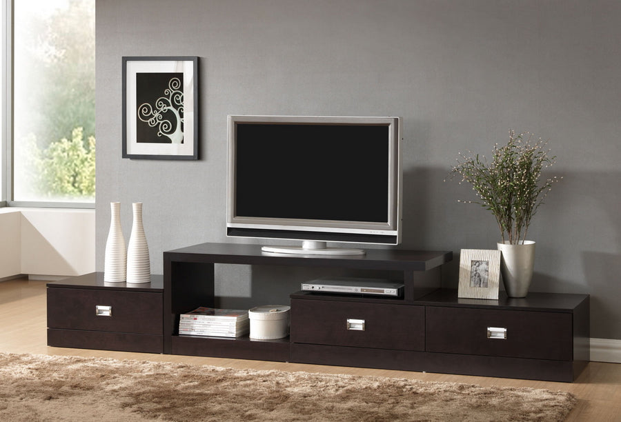 Asymmetrical TV Stand in Dark Brown - The Furniture Space.