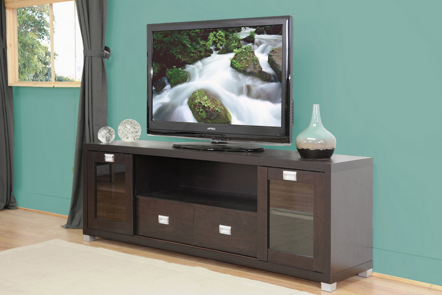 Dark brown wood store tv stand