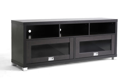 Contemporary TV Stand with Glass Doors in Dark Brown bxi3822-64