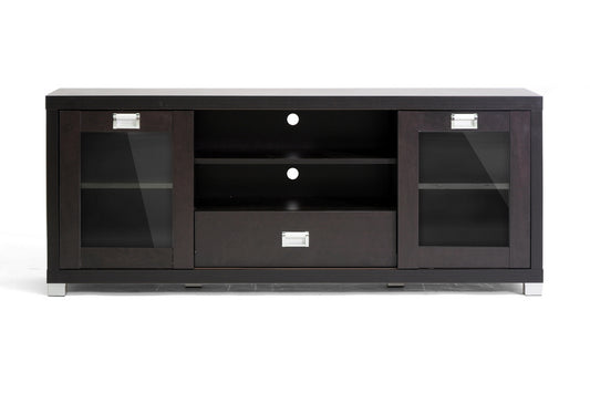 Contemporary TV Stand with Glass Doors in Dark Brown bxi3823-64