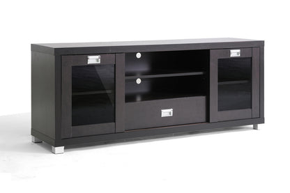 Contemporary TV Stand with Glass Doors in Dark Brown bxi3823-64