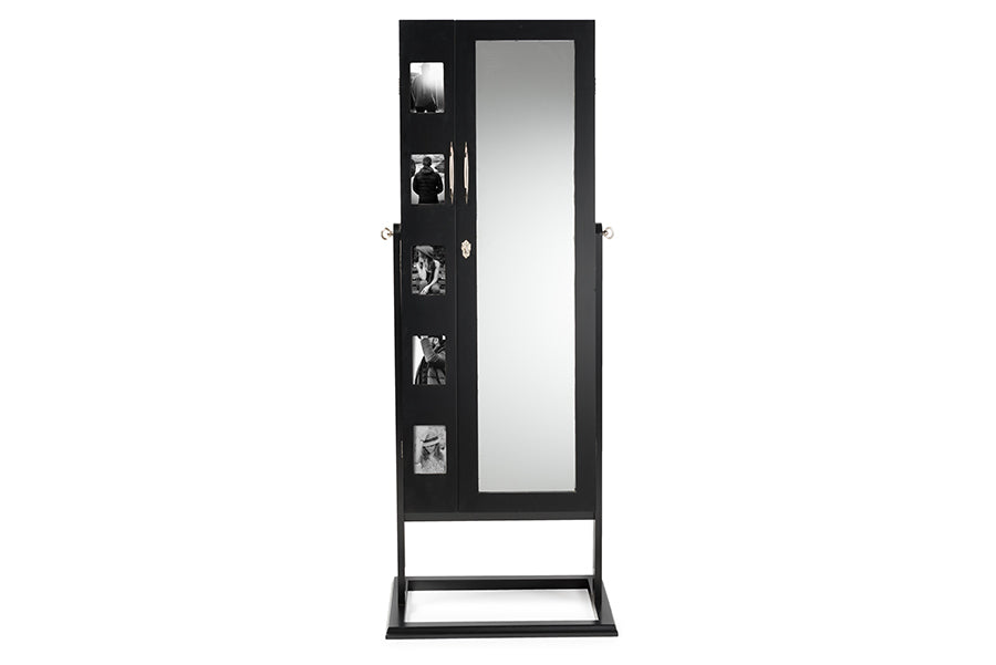 Contemporary Double Door Storage Jewelry Armoire Cabinet in Black - The Furniture Space.