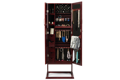 Contemporary Double Door Storage Jewelry Armoire Cabinet in Brown - The Furniture Space.