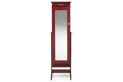 Contemporary Full Length Cheval Mirror Jewelry Armoire in Brown