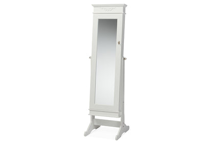 Contemporary Full Length Cheval Mirror Jewelry Armoire in White
