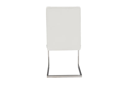 Contemporary 2 Stainless Steel Dining Chairs in White PU Leather - The Furniture Space.