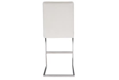 Contemporary 2 Stainless Steel Bar Stools in White PU Leather - The Furniture Space.