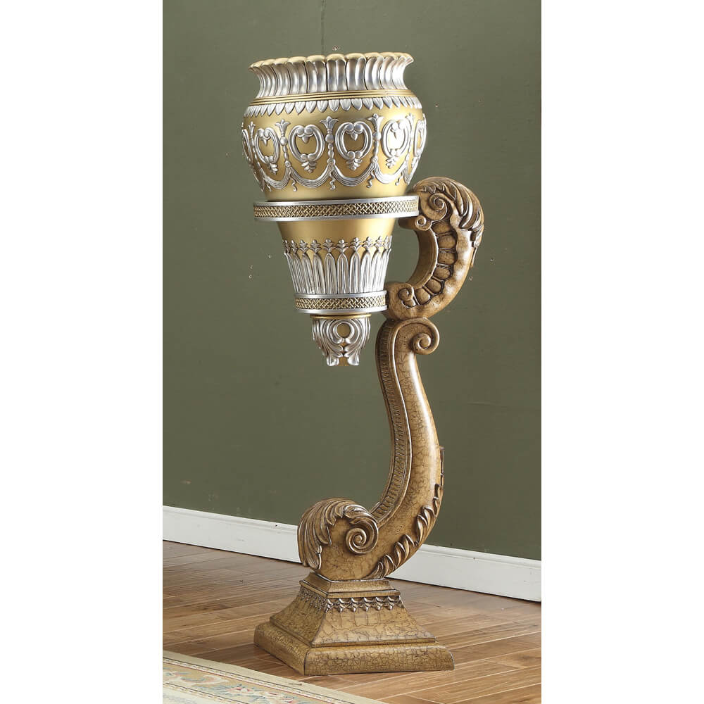 Vase in Golden Brown Metallic Antique Gold & Silver Finish 1505 European Victorian