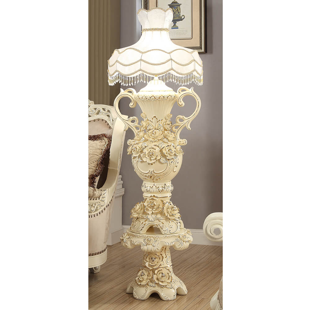41 Inch Floor Lamp in Antique White & Gold Finish 2178 European Victorian