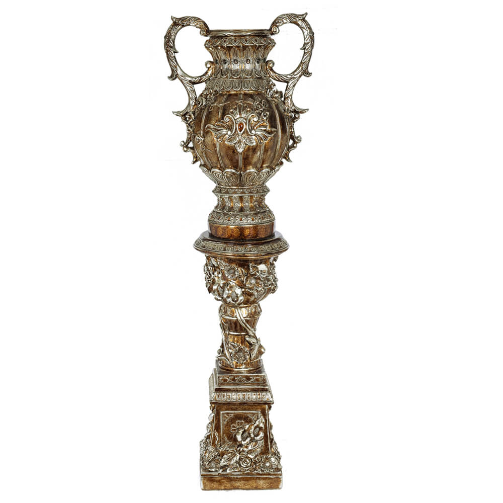Vase in Mahogany Cracklel & Antique Silver Finish 384 European Traditional Victorian