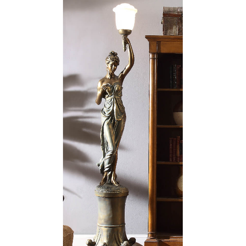 Right Facing Greek Statue Floor Lamp in Antique Gold Finish 7919A European