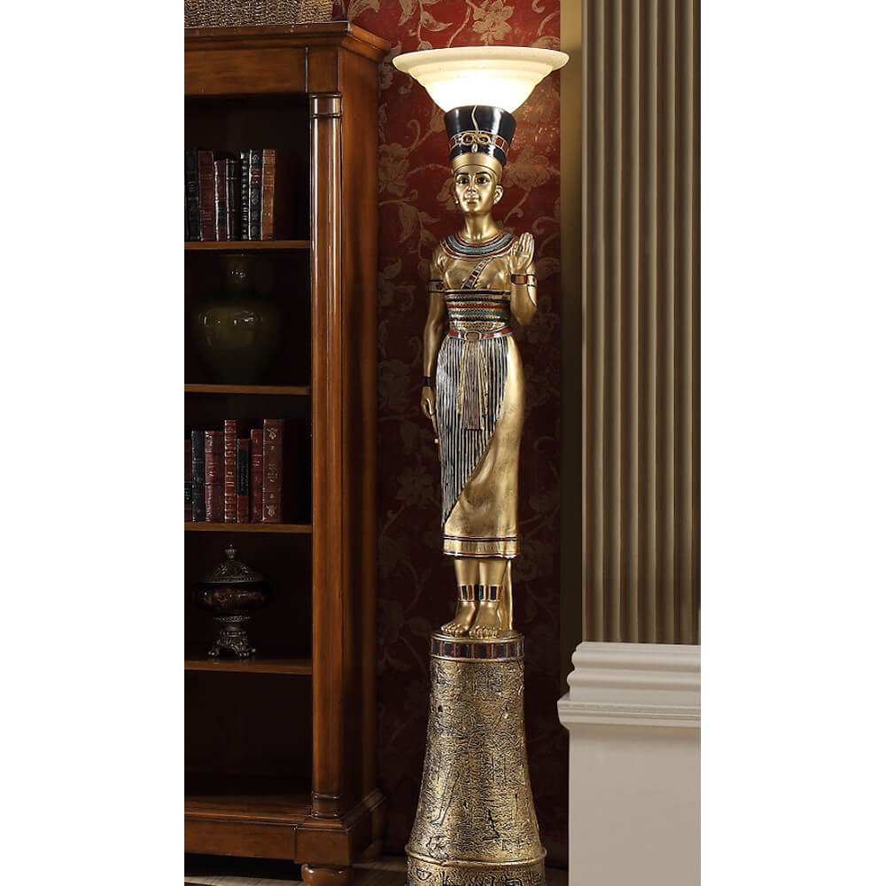Egyptian Statue Floor Lamp Female in Gold Finish 7950 European Victorian