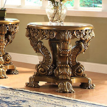 End Table in Metallic Antique Gold & Brown Finish E8008 European Victorian