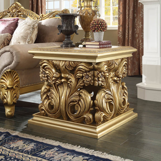 End Table in Metallic Bright Gold Finish E8016 European Traditional Victorian