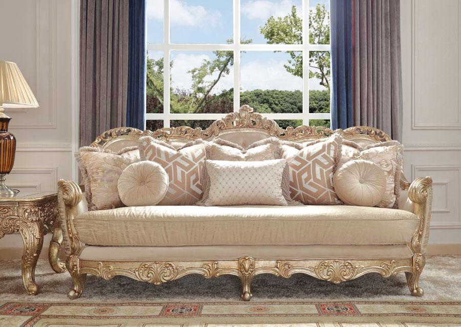 Fabric Sofa in Metallic Antique Gold with Silver Champagne Finish SC8925 European