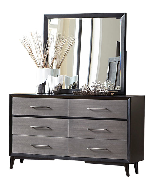 Regent Mid Century Modern Dresser & Mirror in Grey