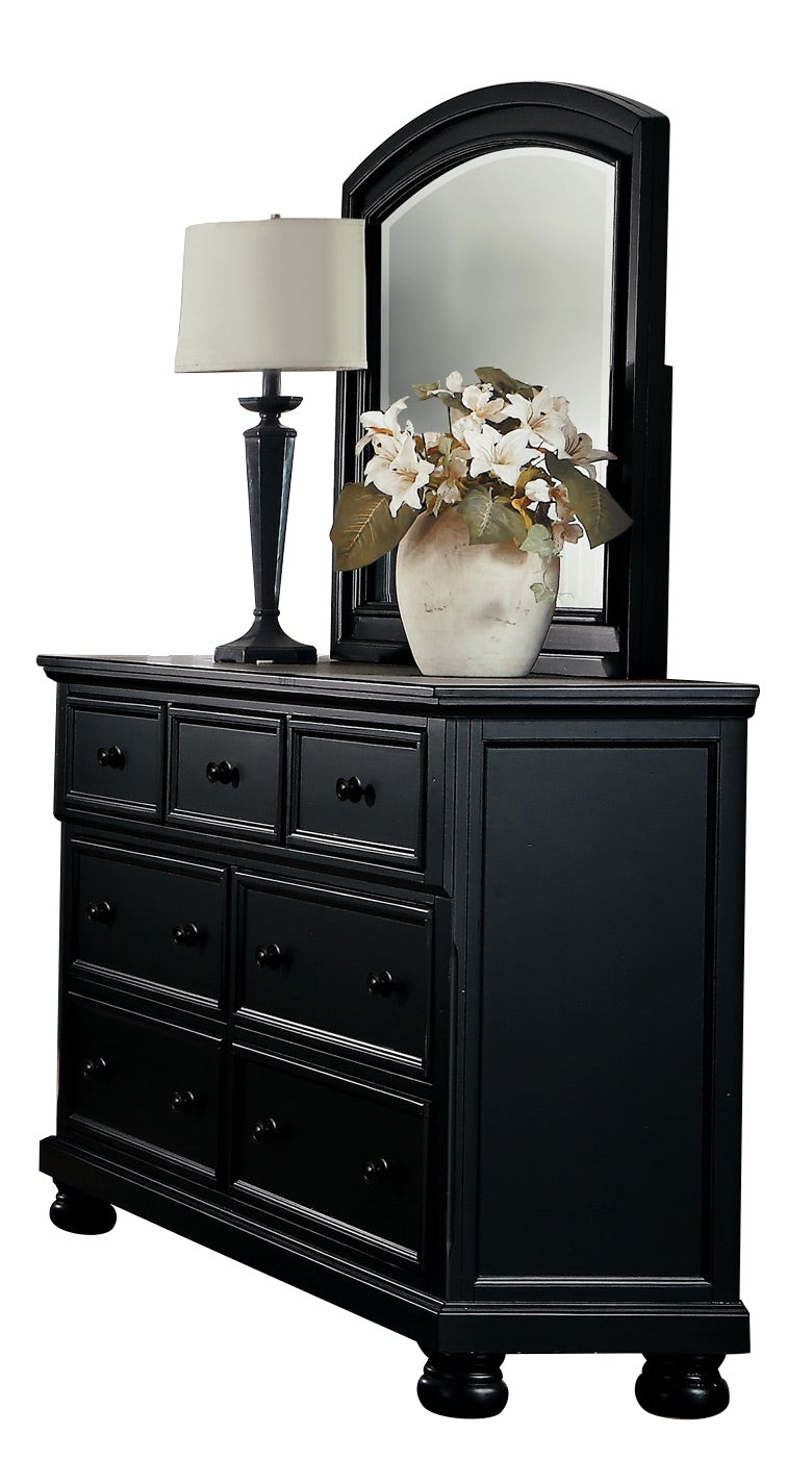 Lexington Cottage Dresser with Hidden Drawer Mirror in Black