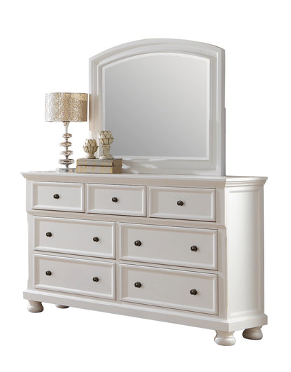 Lexington Cottage 5PC Bedroom Set Cal King Sleigh Storage Bed, Dresser, Mirror, 2 Nightstand in White