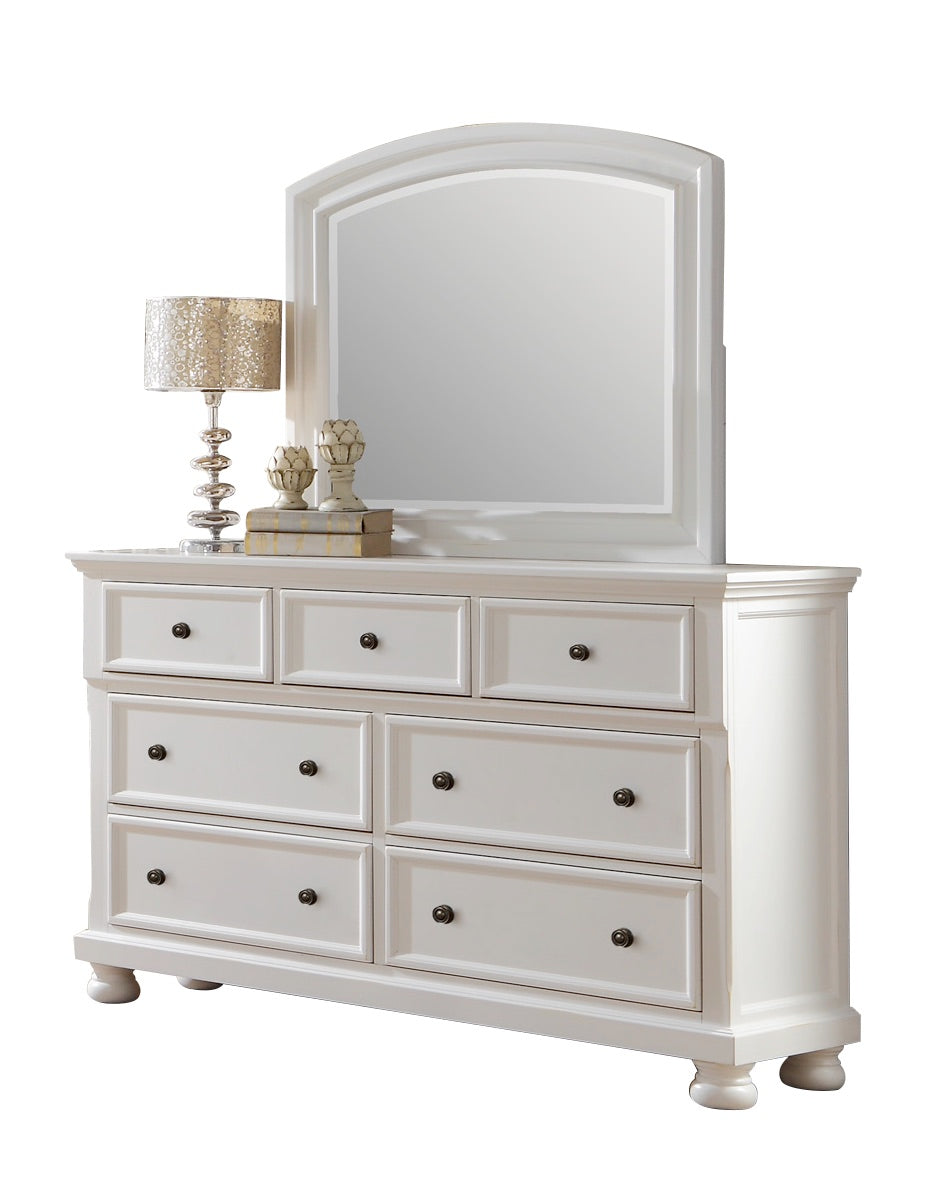 Lexington Cottage 6PC Bedroom Set Queen Sleigh Storage Bed, Dresser, Mirror, 2 Nightstand, Chest in White