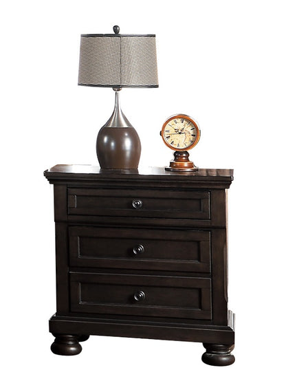Belize Traditional Modern Nightstand with Hidden Drawer in Brown Grey