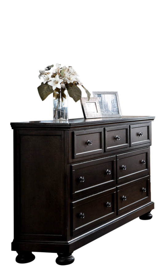 Belize Traditional Modern Dresser with Hidden Drawer in Brown Grey