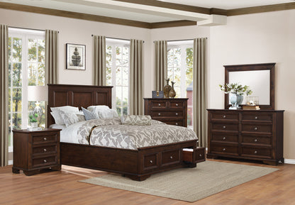 Elista Rustic Country 5PC Bedroom Set E King Storage Platform Bed, Dresser, Mirror, 2 Nightstand in in Espresso