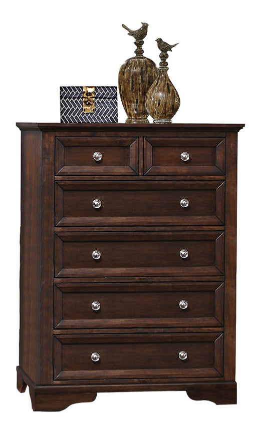 Elista Rustic Country 6 Drawer Chest in Espresso