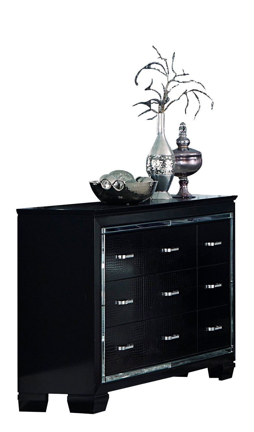 Almada Dresser in Black Alligator Embossed