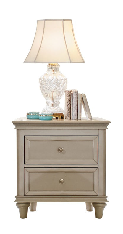 Caen Modern Glam Nightstand in Pearl