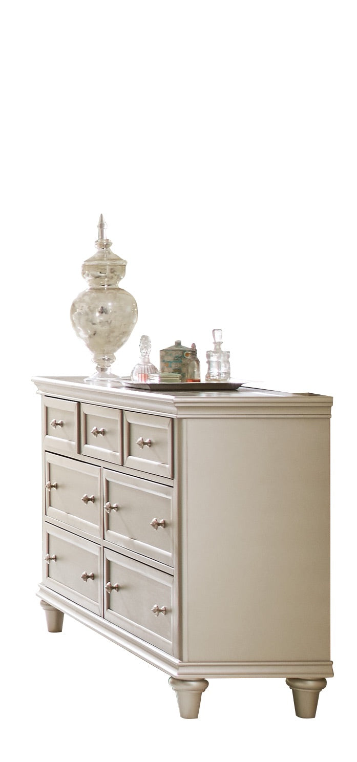 Caen Modern Glam Seven Drawer Dresser in Pearl