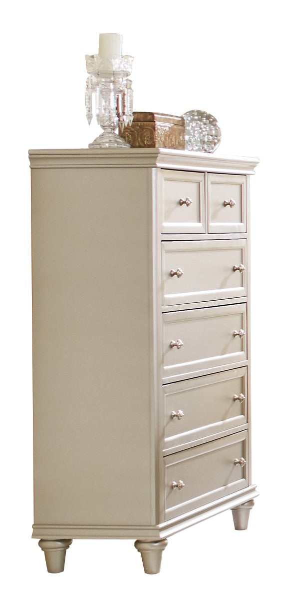 Caen Modern Glam Chest in Pearl