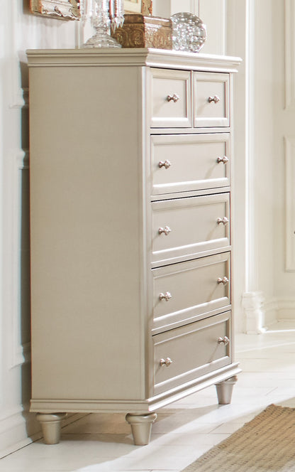 Caen Modern Glam Chest in Pearl