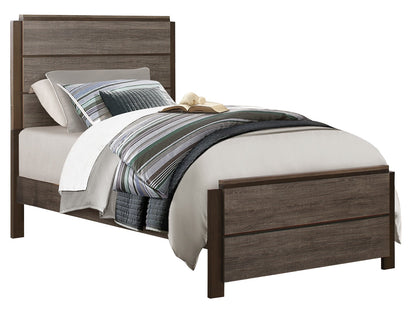 Volos 5PC Bedroom Set Twin Bed, Dresser, Mirror, Nightstand, Chest in Mid Modern Grey