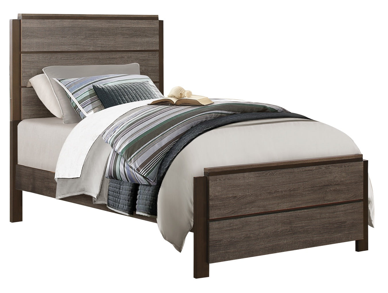 Volos 5PC Bedroom Set Full Bed, Dresser, Mirror, Nightstand, Chest in Mid Modern Grey